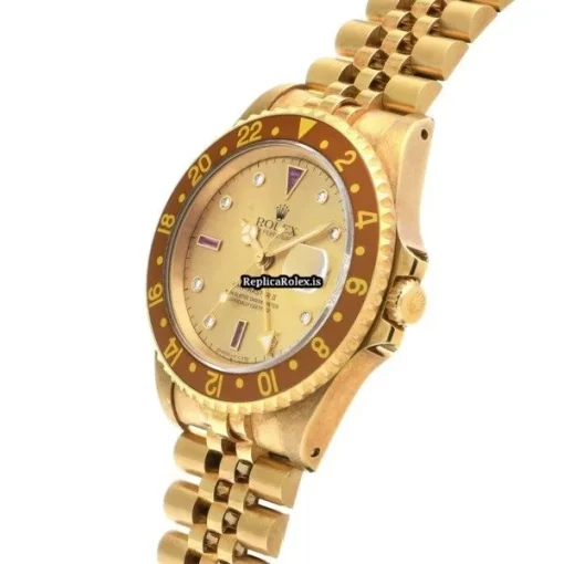 Superb Replica Rolex Gmt-master II 16718rg Caliber 3185 Automatic Movement 40mm Yellow Gold Case Watch - Image 2