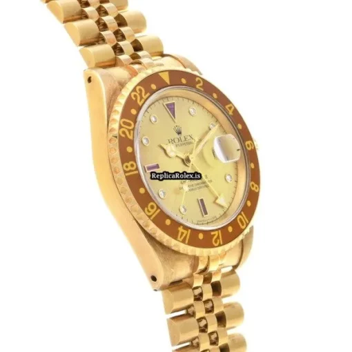 Superb Replica Rolex Gmt-master II 16718rg Caliber 3185 Automatic Movement 40mm Yellow Gold Case Watch - Image 3