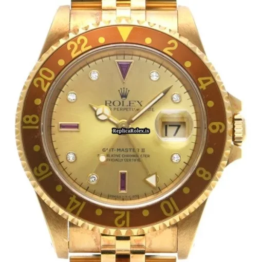 Superb Replica Rolex Gmt-master II 16718rg Caliber 3185 Automatic Movement 40mm Yellow Gold Case Watch - Image 6