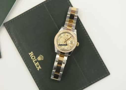 Fabulous Replica Rolex Lady-datejust 179383 Caliber 2235 Automatic Movement 26mm Gold/steel Case Womens Watch - Image 3