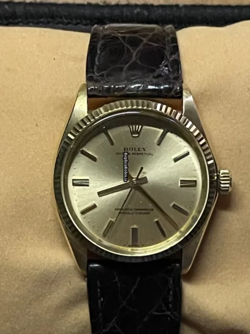 Remarkable Fake Rolex Oyster Perpetual 34 1005 Caliber 1570 Automatic Movement 34x40mm Yellow Gold Case Mens/unisex Watch - Image 11