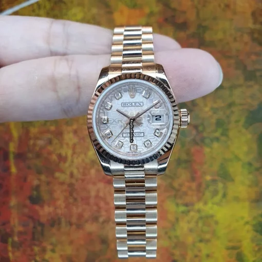 Stylish Fake Rolex Lady-datejust 179175 Automatic Movement 26mm Rose Gold Case Womens Watch