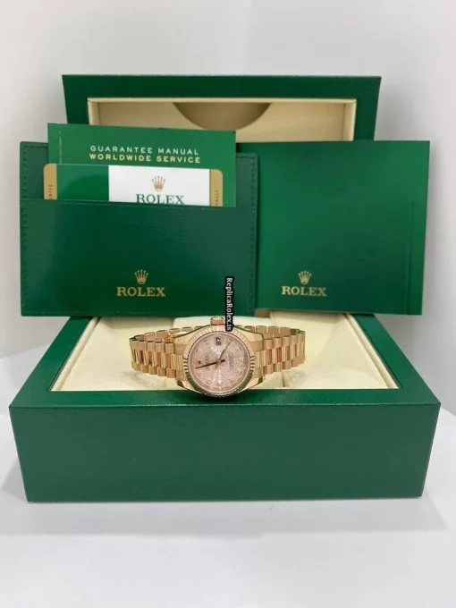 Stylish Fake Rolex Lady-datejust 179175 Automatic Movement 26mm Rose Gold Case Womens Watch - Image 2