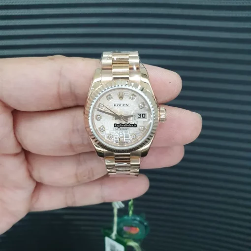 Stylish Fake Rolex Lady-datejust 179175 Automatic Movement 26mm Rose Gold Case Womens Watch - Image 4