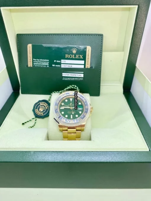 Top Replica Rolex Gmt-master II 116718ln Caliber 3186 Automatic Movement 40mm Yellow Gold Case Mens/unisex Watch