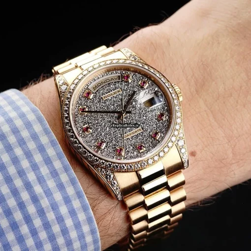 Durable Fake Rolex Day-date 118388 Automatic Movement 36mm Yellow Gold Case Mens/unisex Watch - Image 13