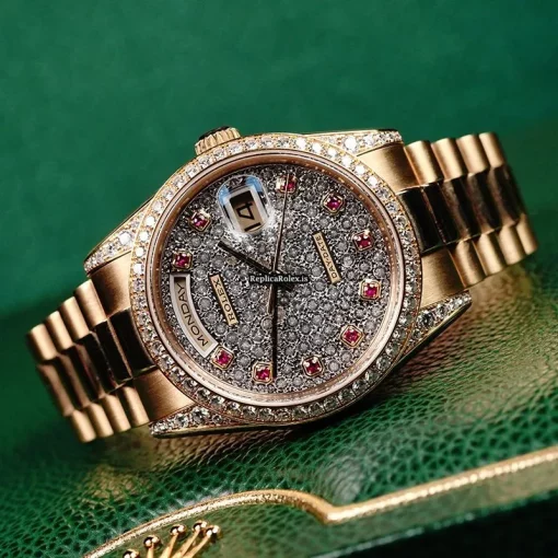 Durable Fake Rolex Day-date 118388 Automatic Movement 36mm Yellow Gold Case Mens/unisex Watch - Image 3