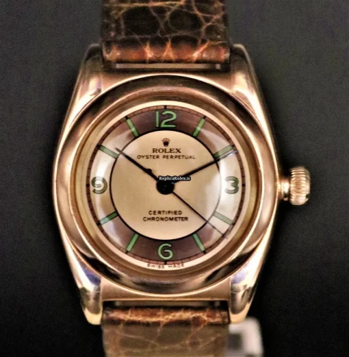 Cool Replica Rolex Bubble Back 3372 Cosc Automatic Movement 31mm Rose Gold Case Mens/unisex Watch - Image 3