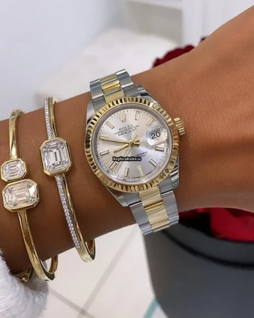 Trustworthy Replica Rolex Lady-datejust 279173 Caliber 2236 Automatic Movement 28mm Gold/steel Case Womens Watch - Image 10