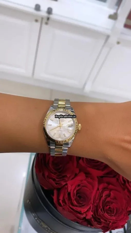 Trustworthy Replica Rolex Lady-datejust 279173 Caliber 2236 Automatic Movement 28mm Gold/steel Case Womens Watch - Image 11