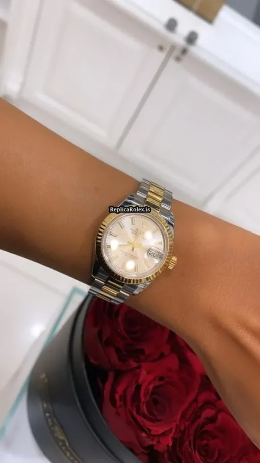 Trustworthy Replica Rolex Lady-datejust 279173 Caliber 2236 Automatic Movement 28mm Gold/steel Case Womens Watch - Image 12