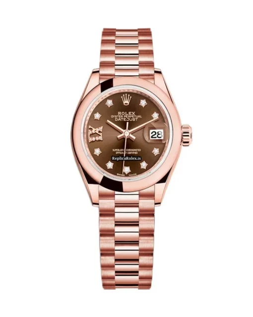 Mind-boggling Clone Rolex Lady-datejust 279165 Automatic Movement 28mm Rose Gold Case Womens Watch - Image 2