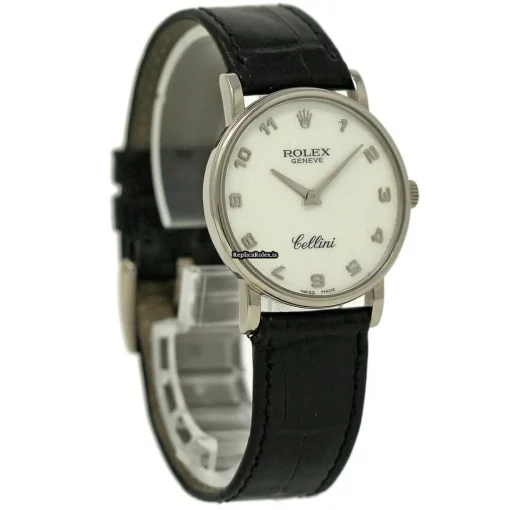Marvellous Fake Rolex Cellini 5515 Manual Winding Movement 32mm White Gold Case Womens Watch - Image 5