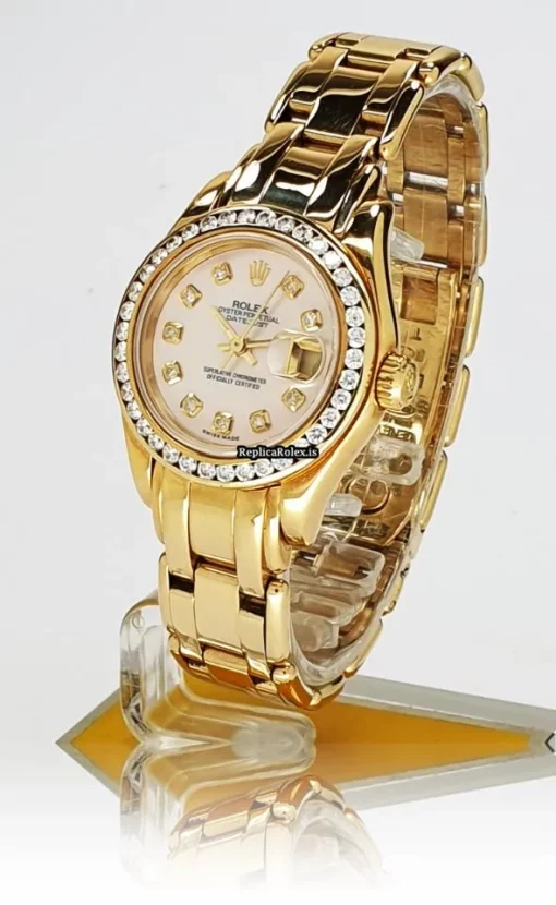 Incredible Copy Rolex Lady-datejust Pearlmaster 69318 Caliber 2135 Automatic Movement 29mm Yellow Gold Case Womens Watch - Image 2