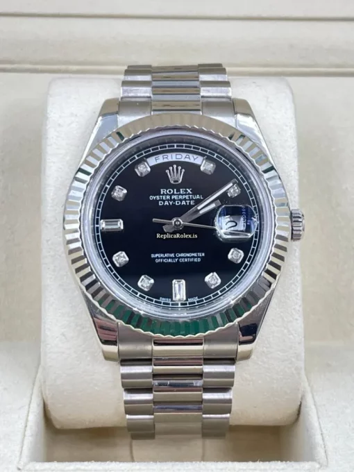 Beautiful Fake Rolex Day-date II 218239 Caliber 3156 Automatic Movement 41mm White Gold Case Mens/unisex Watch