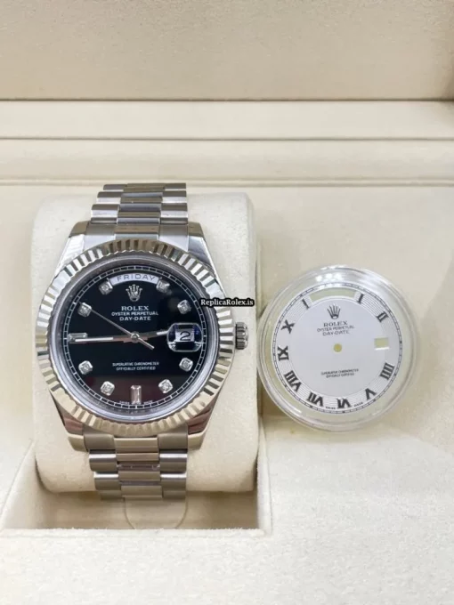 Beautiful Fake Rolex Day-date II 218239 Caliber 3156 Automatic Movement 41mm White Gold Case Mens/unisex Watch - Image 14