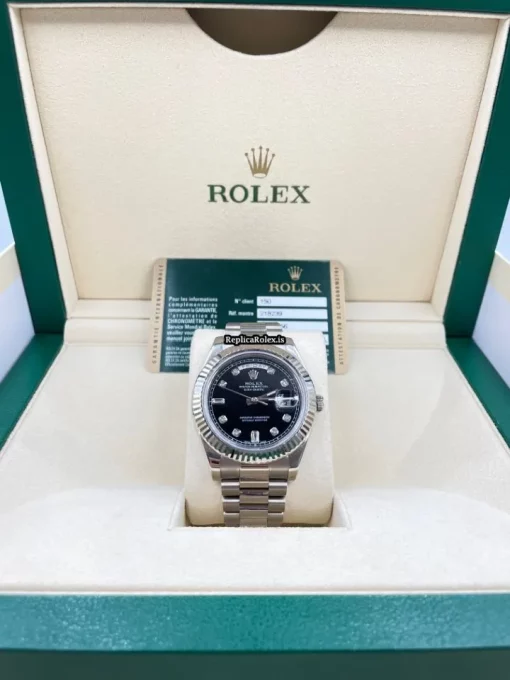 Beautiful Fake Rolex Day-date II 218239 Caliber 3156 Automatic Movement 41mm White Gold Case Mens/unisex Watch - Image 15