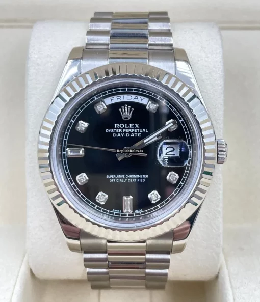 Beautiful Fake Rolex Day-date II 218239 Caliber 3156 Automatic Movement 41mm White Gold Case Mens/unisex Watch - Image 3