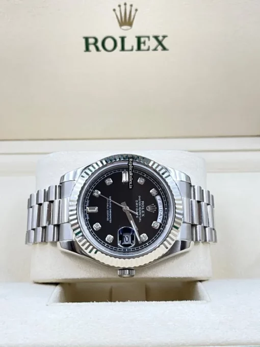 Beautiful Fake Rolex Day-date II 218239 Caliber 3156 Automatic Movement 41mm White Gold Case Mens/unisex Watch - Image 7