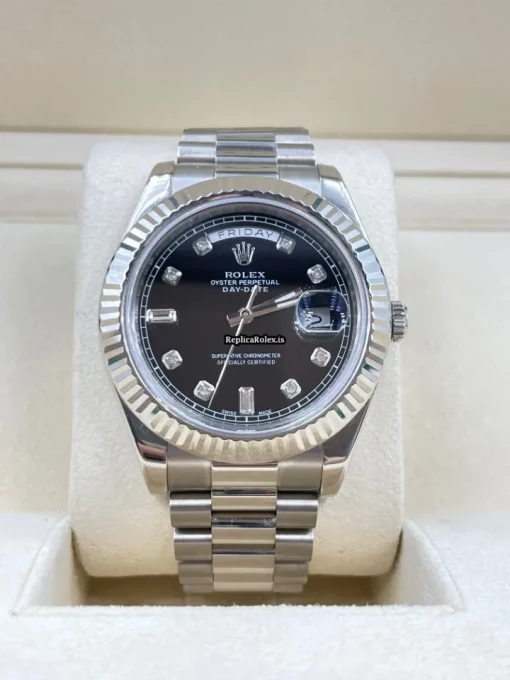 Beautiful Fake Rolex Day-date II 218239 Caliber 3156 Automatic Movement 41mm White Gold Case Mens/unisex Watch - Image 8
