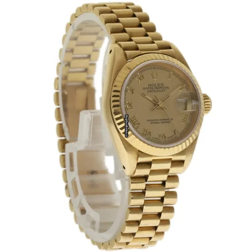 Good Fake Rolex Lady-datejust 69178 Automatic Movement 26mm Yellow Gold Case Womens Watch - Image 5