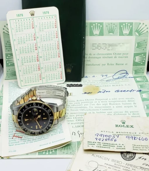 High-end Copies Rolex Gmt-master 1675 Caliber 1570 Automatic Movement 40mm Gold/steel Case Mens/unisex Watch - Image 2