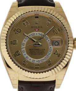 Fabulous Knockoff Rolex Sky-dweller 326138 Caliber 9001 Automatic Movement 42mm Yellow Gold Case Mens/unisex Watch