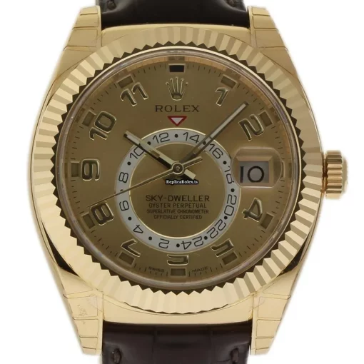 Fabulous Knockoff Rolex Sky-dweller 326138 Caliber 9001 Automatic Movement 42mm Yellow Gold Case Mens/unisex Watch