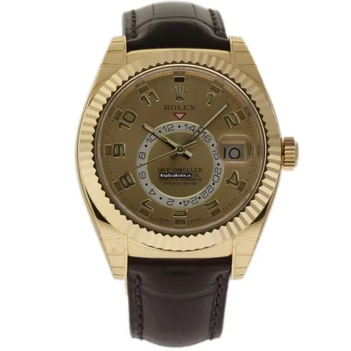 Fabulous Knockoff Rolex Sky-dweller 326138 Caliber 9001 Automatic Movement 42mm Yellow Gold Case Mens/unisex Watch - Image 2