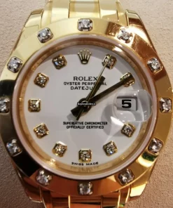Swiss Replica Rolex Lady-datejust Pearlmaster 80318 Caliber 2235 Automatic Movement 29mm Yellow Gold Case Womens Watch