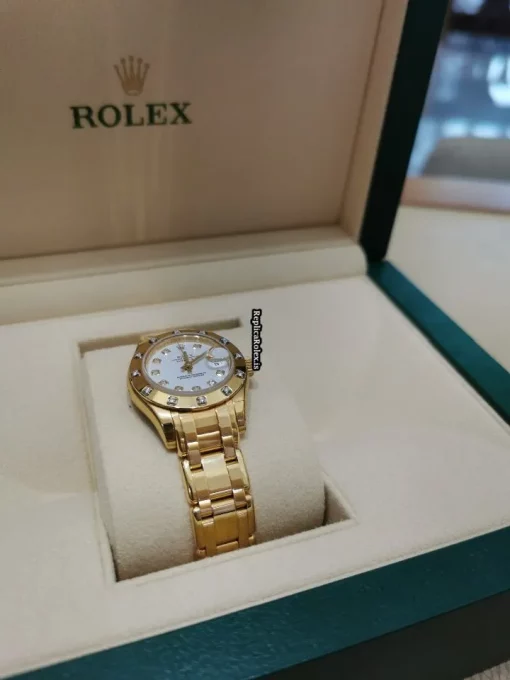 Swiss Replica Rolex Lady-datejust Pearlmaster 80318 Caliber 2235 Automatic Movement 29mm Yellow Gold Case Womens Watch - Image 5