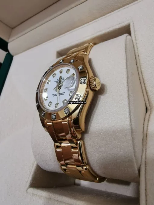 Swiss Replica Rolex Lady-datejust Pearlmaster 80318 Caliber 2235 Automatic Movement 29mm Yellow Gold Case Womens Watch - Image 6