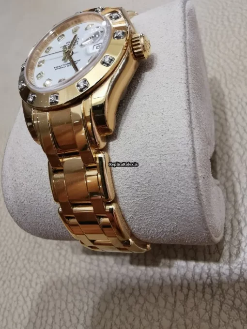 Swiss Replica Rolex Lady-datejust Pearlmaster 80318 Caliber 2235 Automatic Movement 29mm Yellow Gold Case Womens Watch - Image 7