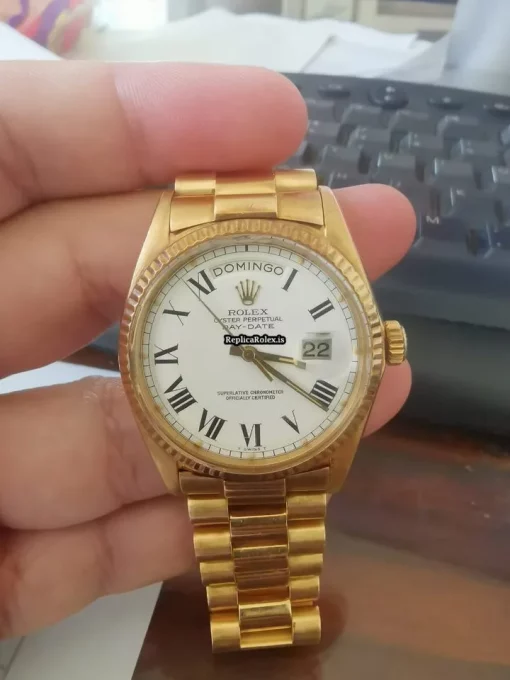 High-end Fake Rolex Day-date 36 1803 Caliber 1556 Automatic Movement 36mm Yellow Gold Case Mens/unisex Watch - Image 7