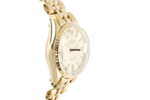 Fabulous Fake Rolex Oyster Perpetual Lady Date 6517 Caliber 1161 Automatic Movement 25mm Yellow Gold Case Womens Watch - Image 5