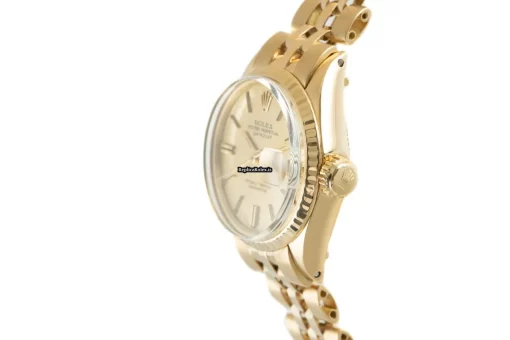 Fabulous Fake Rolex Oyster Perpetual Lady Date 6517 Caliber 1161 Automatic Movement 25mm Yellow Gold Case Womens Watch - Image 6