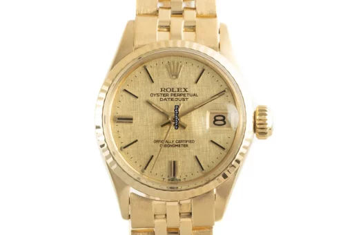 Fabulous Fake Rolex Oyster Perpetual Lady Date 6517 Caliber 1161 Automatic Movement 25mm Yellow Gold Case Womens Watch - Image 7