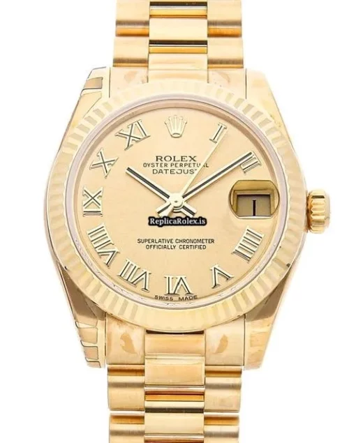 Incredible Fake Rolex Datejust 178278 Caliber 2235 Automatic Movement 31mm Yellow Gold Case Womens Watch