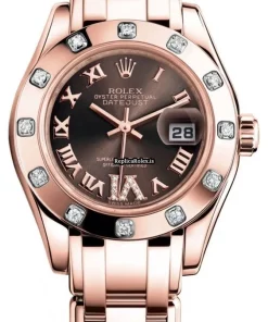 Incredible Replica Rolex Lady-datejust Pearlmaster 80315 Caliber 2235 Automatic Movement 29mm Rose Gold Case Womens Watch