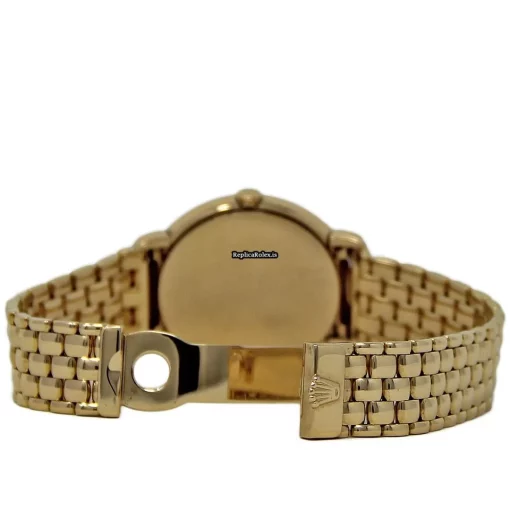 Top Fake Rolex Cellini 6622 Quartz Movement 33mm Yellow Gold Case Womens Watch - Image 4