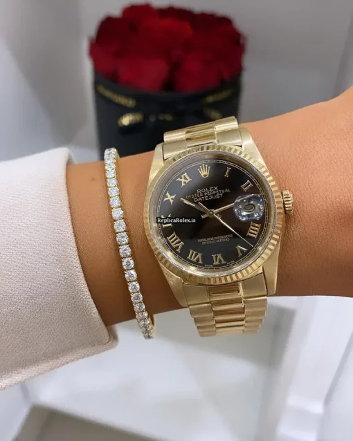 Affordable Replica Rolex Datejust 16238 Caliber 3135 Automatic Movement 36mm Yellow Gold Case Mens/unisex Watch - Image 10