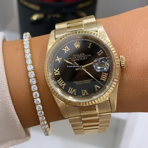 Affordable Replica Rolex Datejust 16238 Caliber 3135 Automatic Movement 36mm Yellow Gold Case Mens/unisex Watch - Image 8