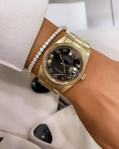Affordable Replica Rolex Datejust 16238 Caliber 3135 Automatic Movement 36mm Yellow Gold Case Mens/unisex Watch - Image 9