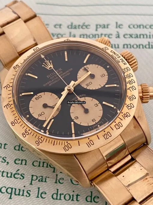 Reliable Replica Rolex Daytona 6265 Caliber 727 Manual Winding Movement 37mm Yellow Gold Case Mens/unisex Watch