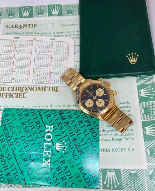 Reliable Replica Rolex Daytona 6265 Caliber 727 Manual Winding Movement 37mm Yellow Gold Case Mens/unisex Watch - Image 12
