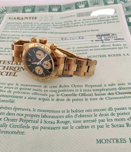 Reliable Replica Rolex Daytona 6265 Caliber 727 Manual Winding Movement 37mm Yellow Gold Case Mens/unisex Watch - Image 7