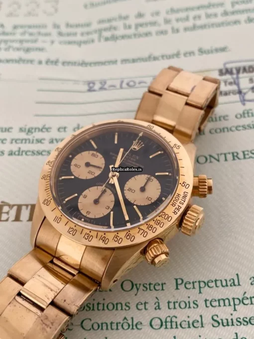 Reliable Replica Rolex Daytona 6265 Caliber 727 Manual Winding Movement 37mm Yellow Gold Case Mens/unisex Watch - Image 8