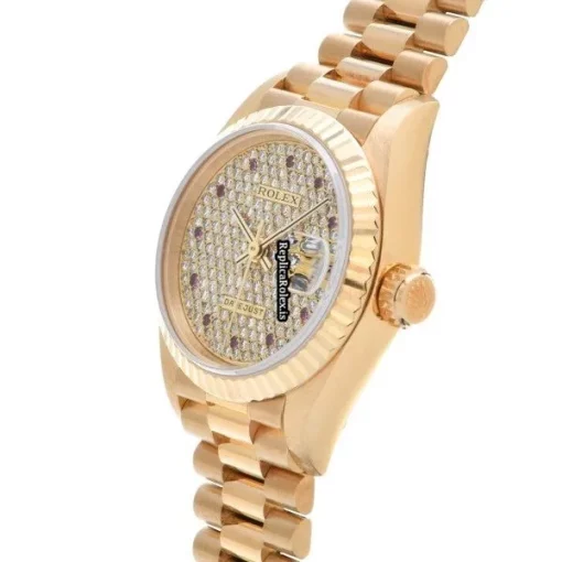 Nice Fakes Rolex Lady-datejust 69178 Automatic Movement 26mm Yellow Gold Case Womens Watch - Image 2