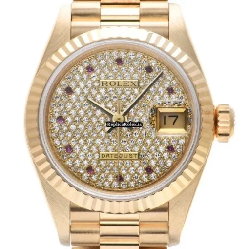 Nice Fakes Rolex Lady-datejust 69178 Automatic Movement 26mm Yellow Gold Case Womens Watch - Image 6