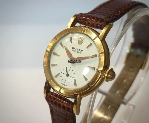 Luxury Replicas Rolex Oyster Precision 8823 Manual Winding Movement 23mm Yellow Gold Case Womens Watch - Image 2